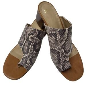 Johnston & Murphy Kelsey Snake Print Leather Slide on Sandals, Ladies size 9